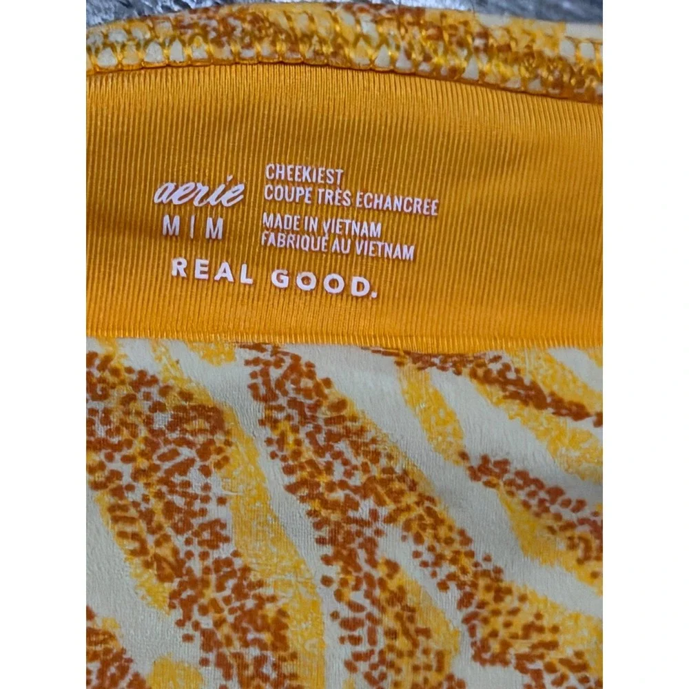 Aerie Zebra Print Bikini Set Orange Tan Triangle Top XL Cheeky Tie Bottoms M